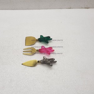 Juego de cubiertos de acero inoxidable chapado en oro nuevo con MANGO de impresión de madera y esmalte fiesta de cumpleaños fiesta de boda Oficina usada - Product Image 6