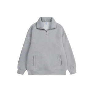 Sweat à capuche lourd pour hommes personnalisé pull de haute qualité avec surpiqûres blanches demi fermeture éclair usine OEM ODM - Product Image 6