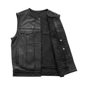 Gilet en cuir véritable pour moto, sur mesure, prix de gros abordables, respirant, résistant à l'abrasion, gilet en cuir pour moto pour homme - Product Image 3