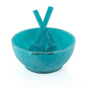 ชุดชามสลัดเรซินแบบแมนนวลเป็นมิตรต่อสิ่งแวดล้อมชุดจานชามช้อนช้อนเรซินเครื่องมือเสิร์ฟชามสลัด - Product Image 5