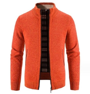 Automne hiver hommes pull veste Slim Fit col montant veste à glissière hommes épais chaud hommes Cardigan pull manteau - Product Image 3