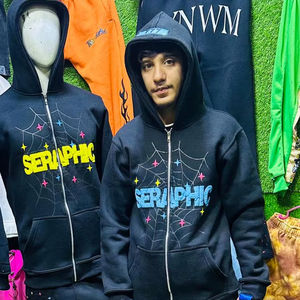 Sweat à capuche zippé et logo évasé est la sérigraphie ou l'impression bouffante et le logo de la capuche est le travail de logo en caoutchouc effectué par Tansy Industry - Product Image 5