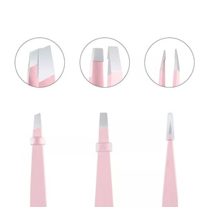 Pince à épiler pour Extension de sourcils, à pointe droite et incurvée, en acier inoxydable, de couleur rose - Product Image 4