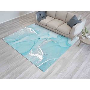 Tapis imprimé marbre turquoise : Design luxueux et moderne pour la décoration intérieure, avec tapis à poils doux - Product Image 3