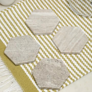 Ensemble de dessous de verre en marbre hexagonal élégant tapis en bois sophistiqué simple pour la cuisine occasions de mariage décor à la maison - Product Image 1