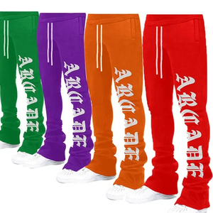 3D Custom Puff <b>Print</b> Stack Sweatpants Man Drawstring <b>Trousers</b> 100% Cotton French Terry Joggers <b>Men</b> Stacked Pants - Product Image 6