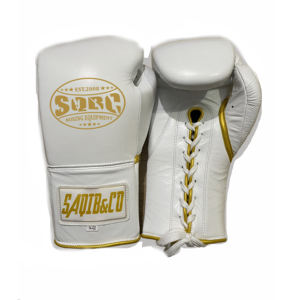 Leather Piping Boxing <b>Gloves</b> White <b>Lace</b> up Boxing Sparring <b>Gloves</b> & Punching <b>Gloves</b> for Training - Product Image 1