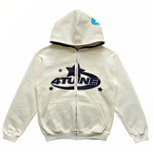 Sweat à capuche à fermeture éclair complète Impression bouffante Vêtements graphiques Services de conception Mélange de coton Sweat à capuche col irrégulier Sweat-shirt et sweat à capuche pour hommes - Product Image 2