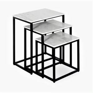 Ensemble de tables d'appoint en fer moderne de luxe Plateau rectangulaire unique pour salon et chambre à coucher Lot de 3 pièces - Product Image 3
