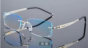 Espléndida aprobación azul degradado sin montura miopía prescripción gafas de titanio para mujeres 2,5 - Product Image 2