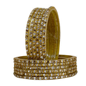 El más vendido Churiya de cristal texturizado en blanco liso establece brazaletes de cristal de estilo étnico de boda con todos los tamaños disponibles - Product Image 1