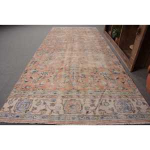 Tapis Vintage en Laine Turque 43X103 pieds Orange Bleu Tapis Plat Tissé Surdimensionné avec Support en Latex pour Décorations de Salon - Product Image 2