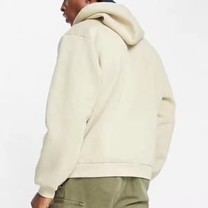 Sweat à capuche zippé pour homme en coton épais de haute qualité, grande taille, très vendu, couleur unie, épaules tombantes, coupe oversize, hiver, séchage rapide - Product Image 4