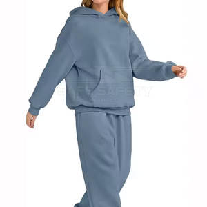 2025 survêtement d'hiver en coton et polyester léger et respirant de grande taille avec logo personnalisé pour femmes ensemble 2 pièces à capuche régulier - Product Image 4