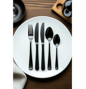 Ensemble de couverts en acier inoxydable durable Vaisselle finie noire de luxe Durable et élégante pour les tables à manger de mariages et banquets - Product Image 1
