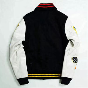แจ็กเก็ตทีมตัวแทนแบบกำหนดเองแจ็กเก็ตเมลตันขนสัตว์แขนเสื้อหนังขายส่ง - Product Image 2