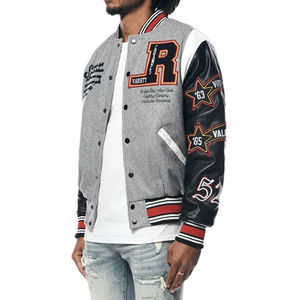 Veste de baseball universitaire de style streetwear pour homme, prix d'usine, patchs en chenille de laine sur manches en cuir, veste pour homme - Product Image 5