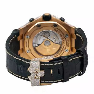 นาฬิกาข้อมือผู้ชายแฟชั่น ดีไซน์หรูหรา ประดับเพชรโมอิสซาไนต์สีดำคุณภาพสูง ระดับความใส VVS  หน้าปัดควอตซ์แบบอนาล็อก  กระจกอัจฉริยะ - Product Image 4