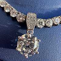 Collier tennis élégant en moissanite avec pendentif solitaire en argent sterling 925 plaqué rhodium, chaîne maille forçat, bijou de luxe pour mariée, cadeau