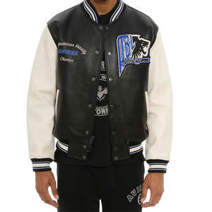 2025 Tamaños personalizados Mejor venta Chaquetas de cuero para hombres Chaquetas de cuero genuino hechas a medida con bordado Chaquetas Avirex - Product Image 3