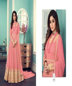 Travail de séquence de broderie en georgette de créateur avec une robe à bordure en dentelle lourde avec filet dupatta vêtements de fête au meilleur prix vêtements ethniques - Product Image 3