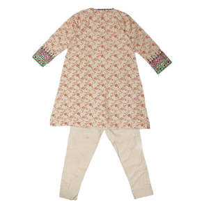 ชุดสูท 2 ชิ้นปักลายสำหรับเด็กผู้หญิง - สีน้ำตาลอ่อน - Product Image 4
