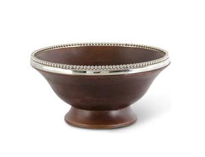 Dark <b>Mango</b> <b>Wood</b> <b>Bowl</b> w/Silver Beaded Rim - Product Image 4