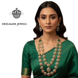 <b>Long</b> Polki Haram Moissanite <b>Necklace</b> - Product Image 3