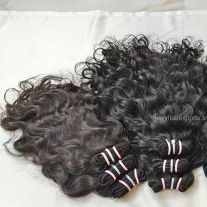 Extensions de cheveux vierges non traitées, alignées sur les cuticules, cheveux indiens Remy, lisses, double trame, permanentes, 100g, vente en gros, noir brut - Product Image 1