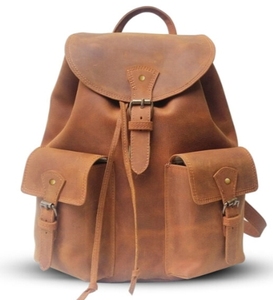 Meilleur personnalisé cheval fou Vintage Buffalo en cuir véritable hommes sac à dos pour ordinateur portable Style de mode fermeture à glissière vente chaude - Product Image 1