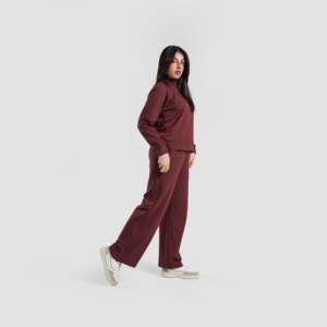 Pantalon décontracté pour femme 21 Limitless, coupe large, taille haute/basse/moyenne, respirant, teint uni, bordeaux, avec lavage coloré - Product Image 4
