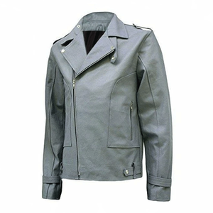 <b>Grey</b> Biker Style Premium Quality Lambskin Leather <b>Jacket</b> Vintage Slim Fit Biker Genuine Leather <b>Jacket</b> For Men - Product Image 2