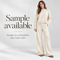 Ensemble deux pièces en maille côtelée pour femme FNJIA : pull et pantalon large – Tenue décontractée – Fabricant de marques privées sur mesure