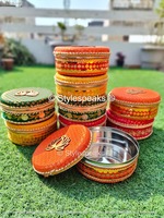 Boîtes Ladoo en acier 250,500 pour cadeaux Rakhi/cadeaux/faveurs/invitation/retour cadeaux fruits secs Pooja Sweets mariage, holi