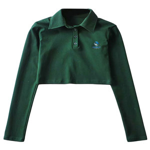Color sólido cuello vuelto botones para camisa Casual mujer manga corta suéter juvenil chaqueta poliéster/algodón secado rápido transpirable - Product Image 3