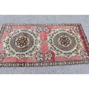 Tapis turc 3,1 x 5,9 pieds, tapis d'appoint vintage, tapis persan rouge - Product Image 2