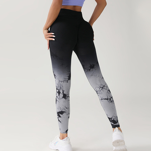 Pantalones de yoga personalizados talla XS de cintura media con efecto fruncido en glúteos, control de abdomen, fitness, sin costuras, material de elastano, longitud completa - Product Image 5