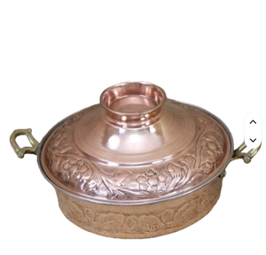 หม้อจานทองแดงบริสุทธิ์มีด้ามจับหุ้มฉนวนกันความร้อนดีไซน์ลายนูนเคลือบเงา - Product Image 6