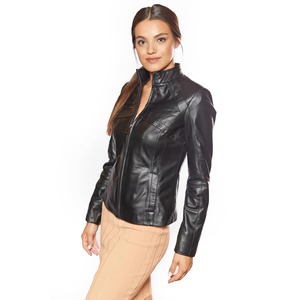 Chaqueta de cuero de Moto desgastada Relleno de algodón teñido Corte recortado vintage con detalle de cinturón para mercados de revendedores - Product Image 6