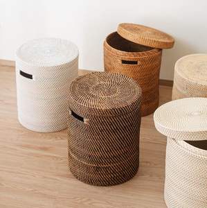 Woven rattan trash <b>bin</b> different sizes storage container <b>bins</b> high quality waste <b>lidded</b> basket - Product Image 5