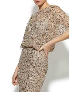 Vestido de marfil y champán con cristal brillante con cuentas de mano y vestido de fiesta de marfil cálido para la noche vestido de noche para la cena - Product Image 3