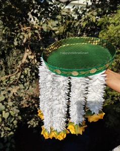 จานฮาลดี/ เมฮานดิทำมือสำหรับพิธีทำพิธีแต่งงานพิธีแต่งงานของอินเดียตกแต่งงานแต่งงานพิธิและเทล baan ถาดดอกไม้ - Product Image 5
