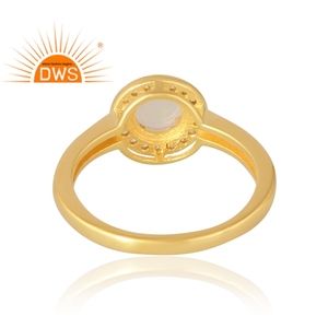 Latest Selling 925 Sterling <b>Silver</b> 18K Gold Plated Natural Cz & Ethiopian <b>Opal</b> Gemstone <b>Ring</b> Demi Fine Jewelry Manufacturer - Product Image 2