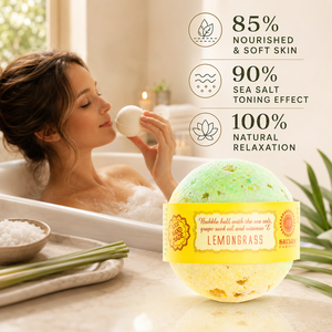 Bombe de bain artisanale de luxe à la citronnelle, boule effervescente pour le bain au sel marin, aromathérapie, cadeau bien-être, fabrication européenne de qualité supérieure - Product Image 3