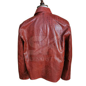 Chaqueta de Cuero Croc de Diseñador para Hombre, Corte Clásico, Abrigo Informal de Moda para Invierno, Chaqueta de Cuero con Textura Croc para Hombre - Product Image 6