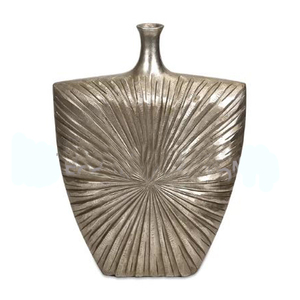 Aluminum Metal <b>Unique</b> Shape Silver Plated Coastal Iron Flower <b>Vase</b> Fancy Style Luxury Handmade Home Decoration - Product Image 1