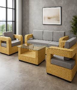 Juego de sofá tejido contemporáneo con cojines grises, dando un aspecto estético, disponible a precios al por mayor. - Product Image 1