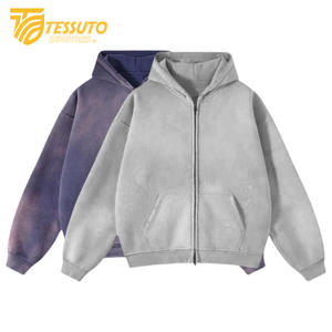 Silver & <b>Purple</b> Acid Wash <b>Hoodie</b> for <b>Men</b> Original Cotton Anti Shrink Breathable Acid Wash <b>Hoodie</b> Sun Fade Zipper <b>Hoodie</b> - Product Image 1