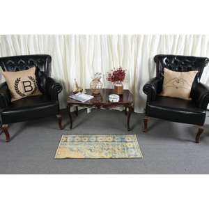 Classique 1.5 X 3.2ft tapis en laine turque jaune bleu Patchwork Design fait à la main grande surface Rectangle zone Latex pour couloir chambre - Product Image 3