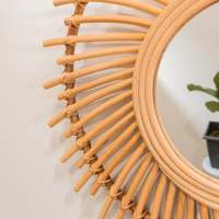 Décoration murale rétro en rotin fait main sunburst miroir suspendu miroirs en osier en forme de soleil personnalisation accepter